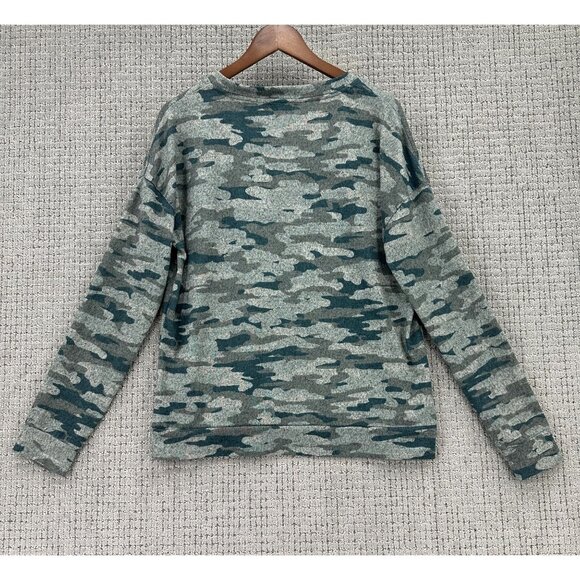 Carve Design Top Womens Size L Large Green Pullover Long Sleeve Camo V-Neck - Picture 2 of 9